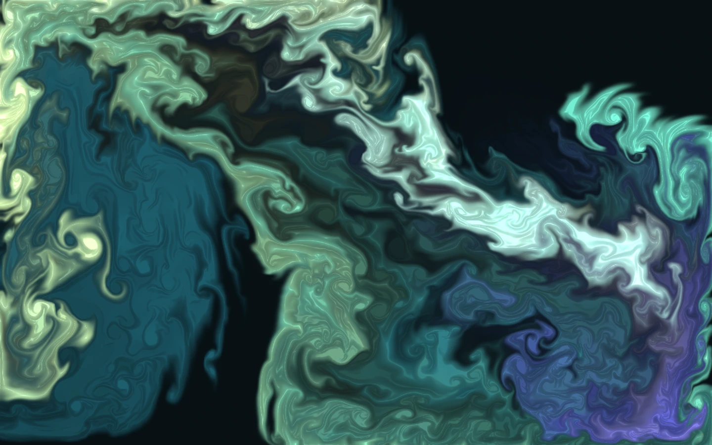 Flowing teal, pale gold and violet artwork from Liquid Atelier